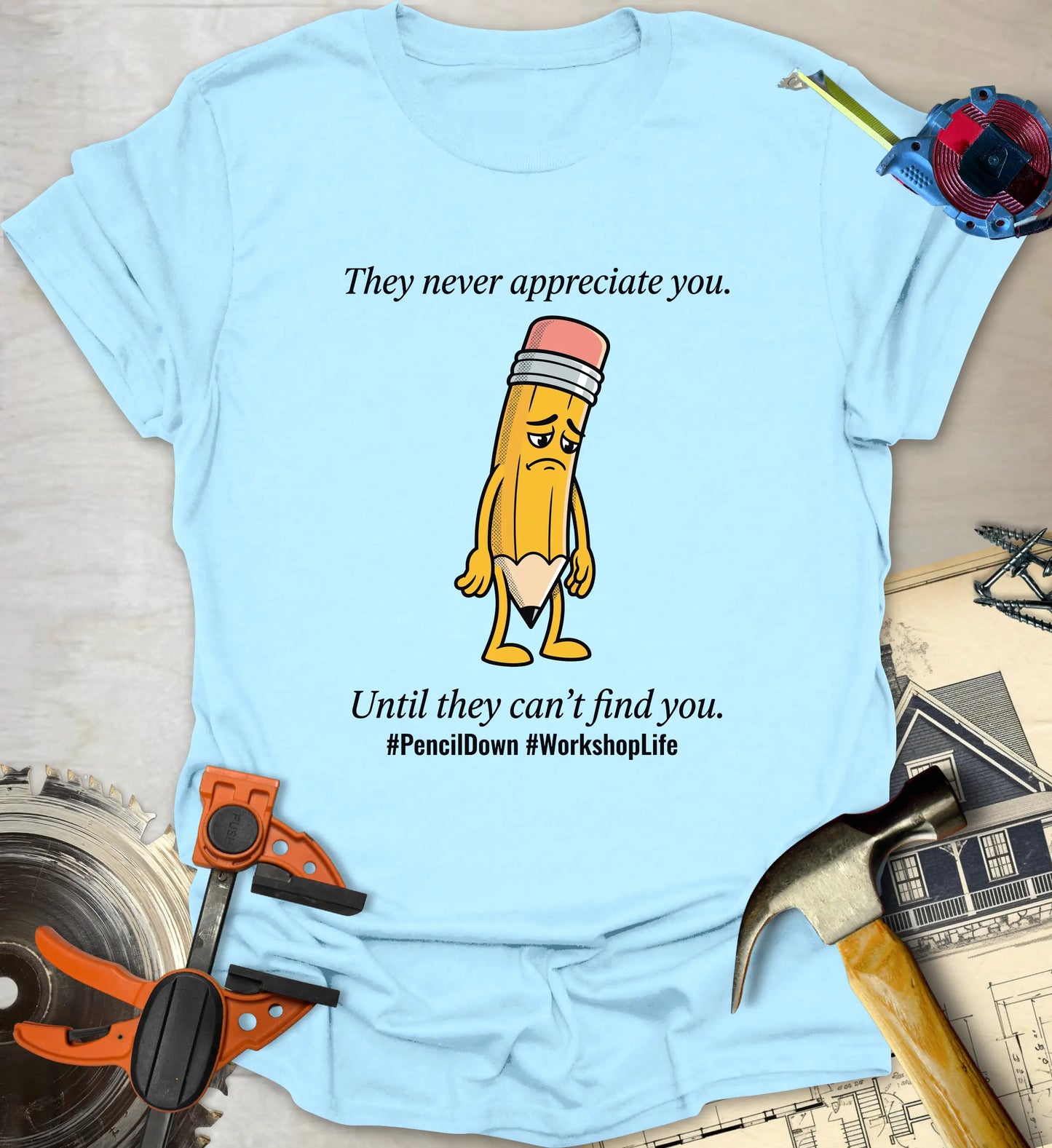 Pencil Down - Light Blue