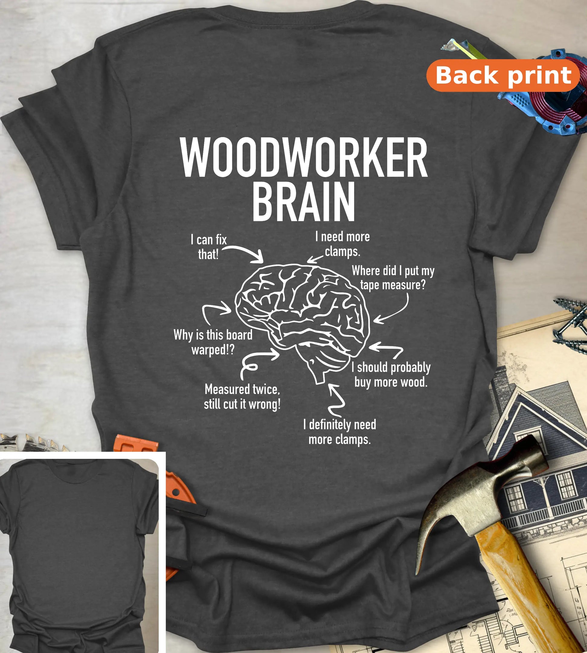 Woodworker Brain - Dark Heather